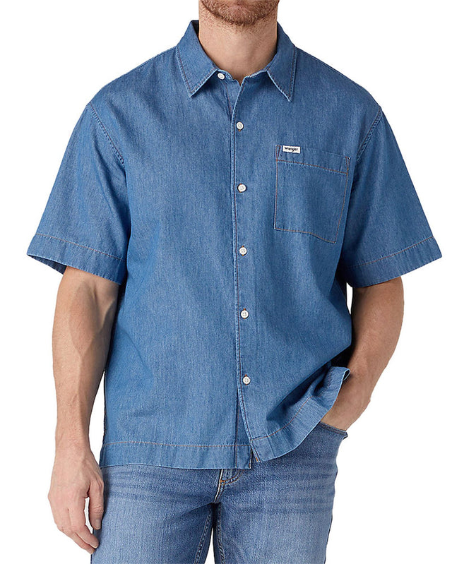 Wrangler - Kurzarm Jeanshemd - 1 PKT SHIRT Mid Indigo