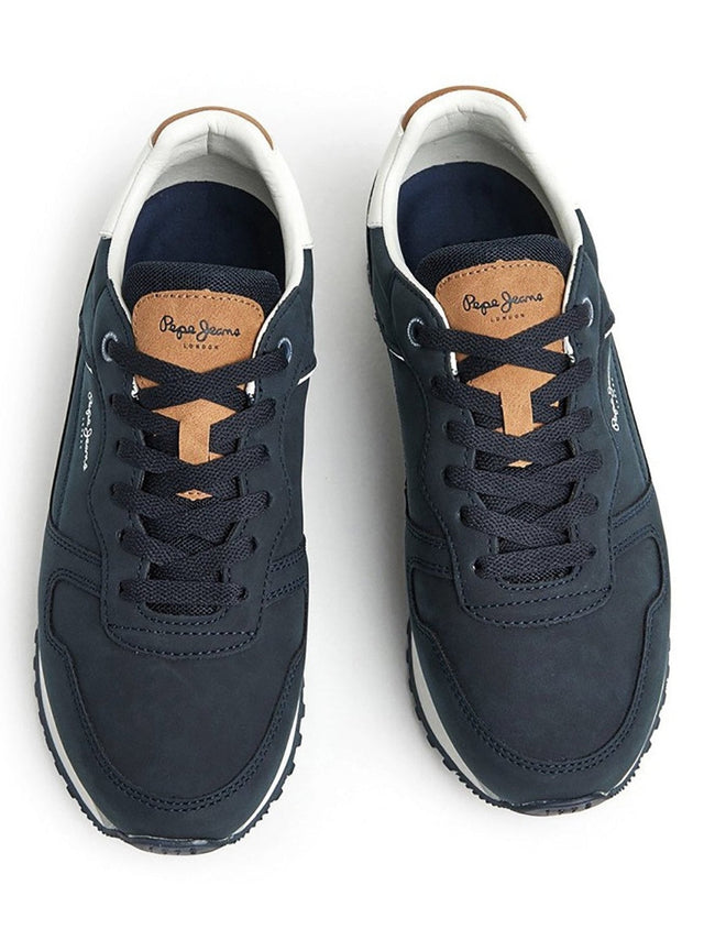 Pepe Jeans Mixte Brit-on Prints M Sneaker Navy - Baskets Homme Style Rétro 40 EU
